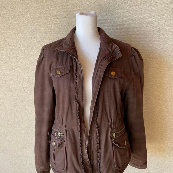 Limited Too Vintage Y2K Chocolate Brown Canvas Jacket Sherpa Girlhood 90's READ - Picture 1 of 8